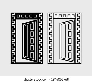 Door Printable Vector Illustration, door clipart, Door Vector, Open Door Silhouette