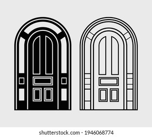 Ilustración de vectores de puerta imprimible, clipart de puerta, vector de puerta, silueta de puerta abierta
