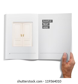 Door printed on book. Vector design.