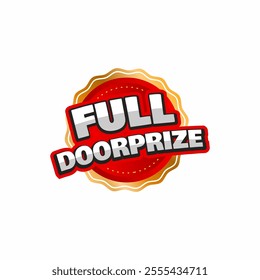 Door prize text with gift box vector illustration Suitable for special sale offer promotion banner