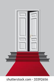 door with red carpet