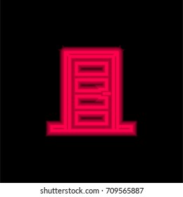 Door red glowing neon ui ux icon. Glowing sign logo vector
