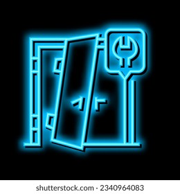 door repairs neon light sign vector. door repairs illustration
