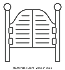 Door to saloon thin line icon, west desert concept. Vector graphics. Tavern wooden doors sign on white background, outline style icon for mobile or web design