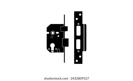 door sash lock, black isolated silhouette