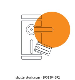 Icono de bloqueo de seguridad de la puerta. Bloqueo digital, bloqueo wifi, icono de bloqueo de la protección de la puerta con ilustración vectorial y forma plana.