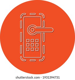 Door security lock icon. Digital lock, wifi lock, door protection lock icon with vector illustration and flat shape.