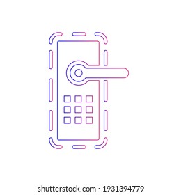 Door security lock icon. Digital lock, wifi lock, door protection lock icon with vector illustration and flat shape.