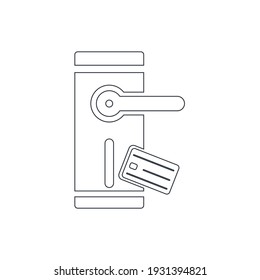 Door security lock icon. Digital lock, wifi lock, door protection lock icon with vector illustration and flat shape.