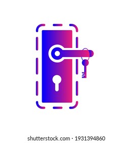 Door security lock icon. Digital lock, wifi lock, door protection lock icon with vector illustration and flat shape.