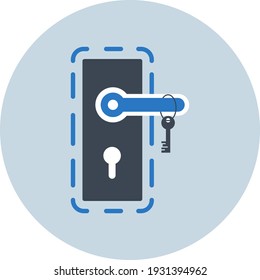 Door security lock icon. Digital lock, wifi lock, door protection lock icon with vector illustration and flat shape.