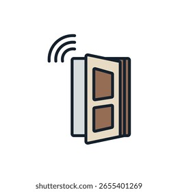 Iconos del sensor de la puerta aislados en el fondo blanco. Diseño de estilo plano