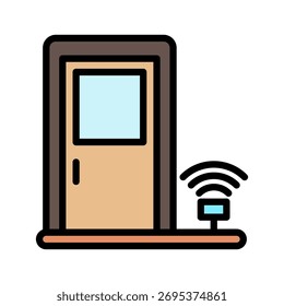Ícone de Ilustração do Sensor de Porta Mini. Use Para Conceitos Modernos, Impressão, Ui, Kit Ux, Desenvolvimento De Web E Aplicativos. Vetor Relacionado À Tecnologia, Casa Inteligente E Mais