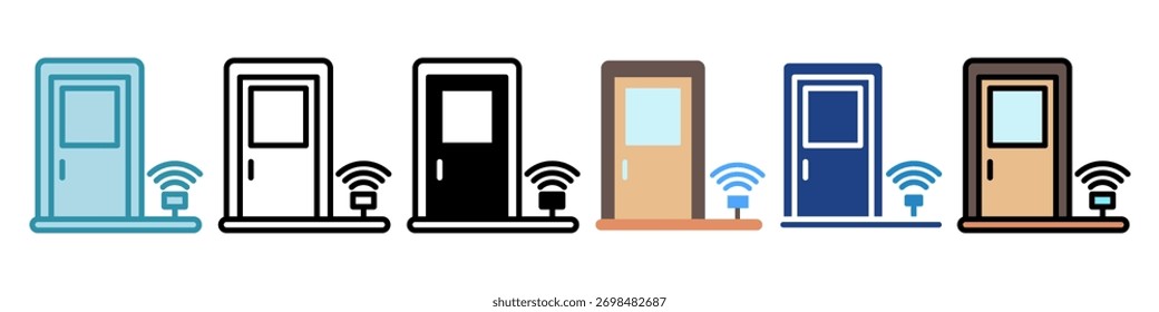 Mini-Illustrationssymbol für Türsensor. Für moderne Konzeption, Print, UI, UX-Kit, Web- und App-Entwicklung. Vektor in Bezug auf Technologie, Smart Home und mehr