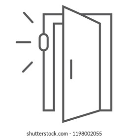 Door sensor thin line icon, access and security, automatic door sign, vector graphics, a linear pattern on a white background, eps 10.