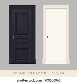  Door set. Isolated objects. Interior scene creator set.