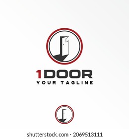 Material vectorial de logotipo libre de puertas y sombras. Concepto de diseño abstracto número 1. Puede utilizarse como símbolo relacionado con la propiedad o el interior.