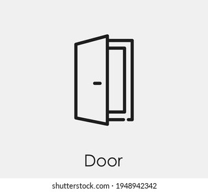 Door sign icon. Enter or exit symbol. Internal door. Face, open door icon vector. Linear style sign for mobile concept and web design. door symbol logo illustration. vector graphics - Vector