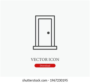 Door sign icon. Enter or exit symbol. Internal door. Face, open door icon vector. Linear style sign for mobile concept and web design. door symbol logo illustration. vector graphics - Vector.