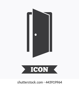 Door sign icon. Enter or exit symbol. Internal door. Graphic design element. Flat door symbol on white background. Vector