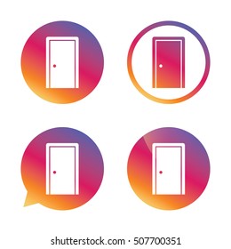 Door sign icon. Enter or exit symbol.