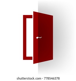 Door sign illustration. Vector. Bordo icon on white bending paper background.