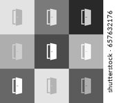 Door sign illustration. Vector. Grayscale version of Popart-style icon.