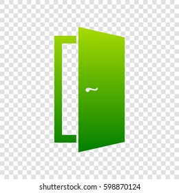 Door sign illustration. Vector. Green gradient icon on transparent background.