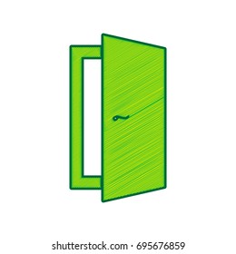 Door sign illustration. Vector. Lemon scribble icon on white background. Isolated