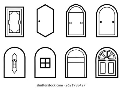 Door sign line art illustration creative design concept  