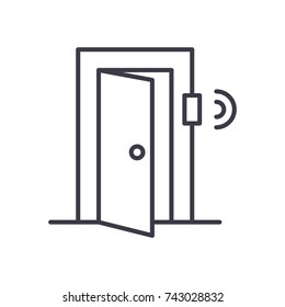 door signal security concept vector thin line icon, symbol, sign, illustration on isolated background