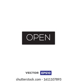 Door Signboard Open Icon Flat Design Illustration