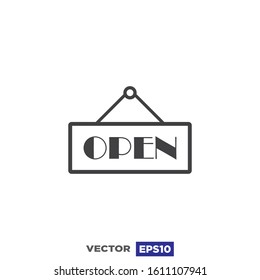 Door Signboard Open Icon Flat Design Illustration