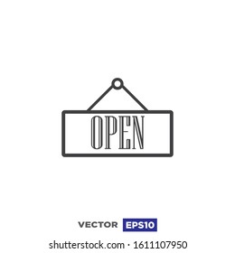 Door Signboard Open Icon Flat Design Illustration