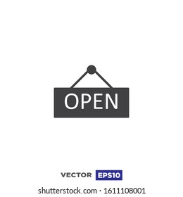 Door Signboard Open Icon Flat Design Illustration