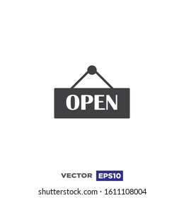 Door Signboard Open Icon Flat Design Illustration