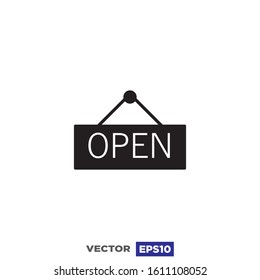Door Signboard Open Icon Flat Design Illustration