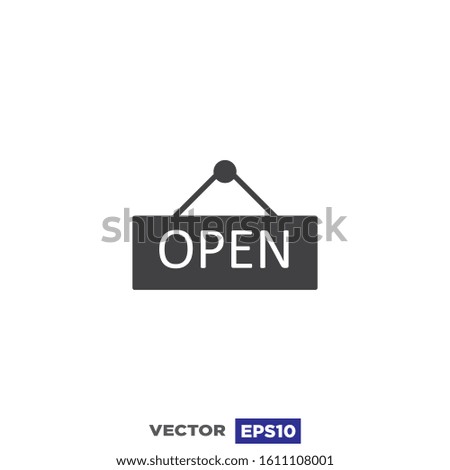 Door Signboard Open Icon Flat Design Illustration