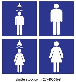 Door signs for men's and women's toilets and showers.