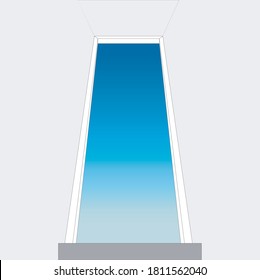 door sky frame interior exterior architecture heaven concept white vector illustration window blue white empty space 