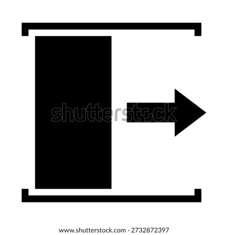Door Slides Right To Open Black Icon, Vector Illustration, Isolate On White Background Label. EPS10