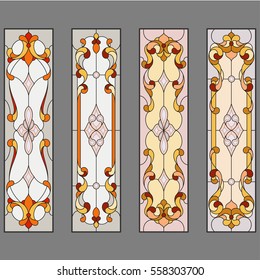 Door - stained glass. Vector.