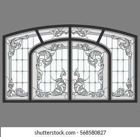 Door - stained glass. Vector.