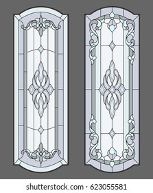 Door - stained glass. Vector.