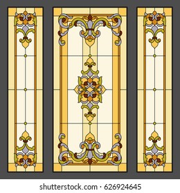 Door - stained glass. Vector.