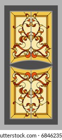 Door - stained glass. Vector.