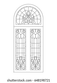 Door stained glass vector image on the white background