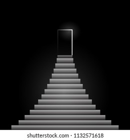 door and staircase black white background