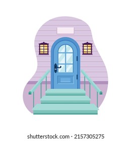 door with stairs front scene