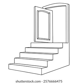 Door With Stairs Icon Clipart Vector Illustration On White Background
